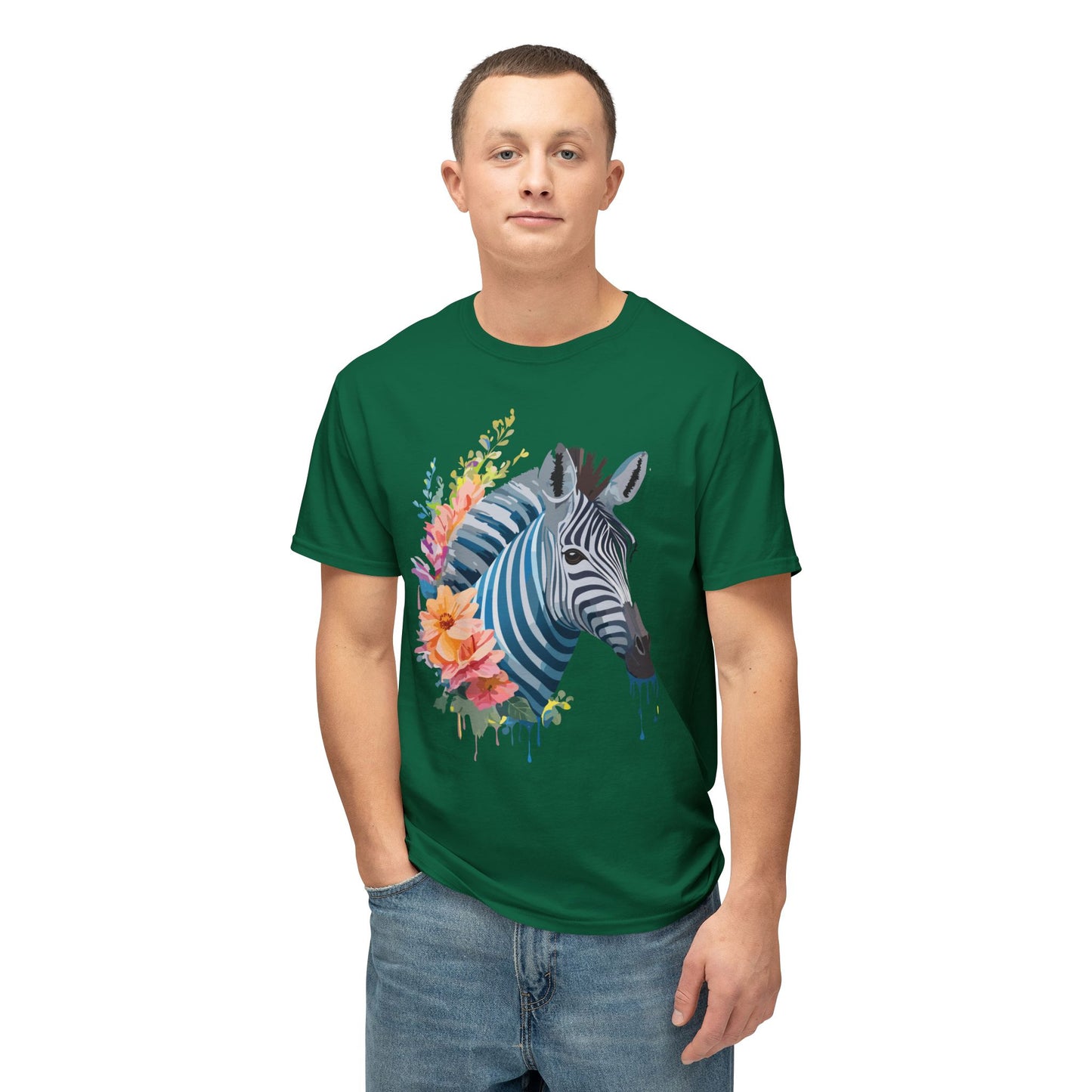 Zebra T-Shirt, Vintage Zebra Tee, Floral Tees, Zebra Art Design Shirt, Tee Shirt with Zebra 4