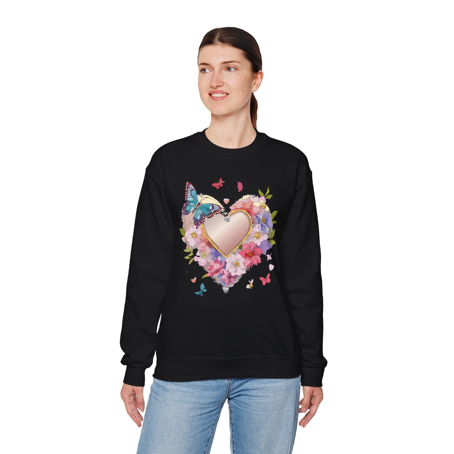 Floral Heart Sweatshirt, Floral Love Sweatshirt, Valentine's Day Sweatshirt, Heart Floral Sweatshirt
