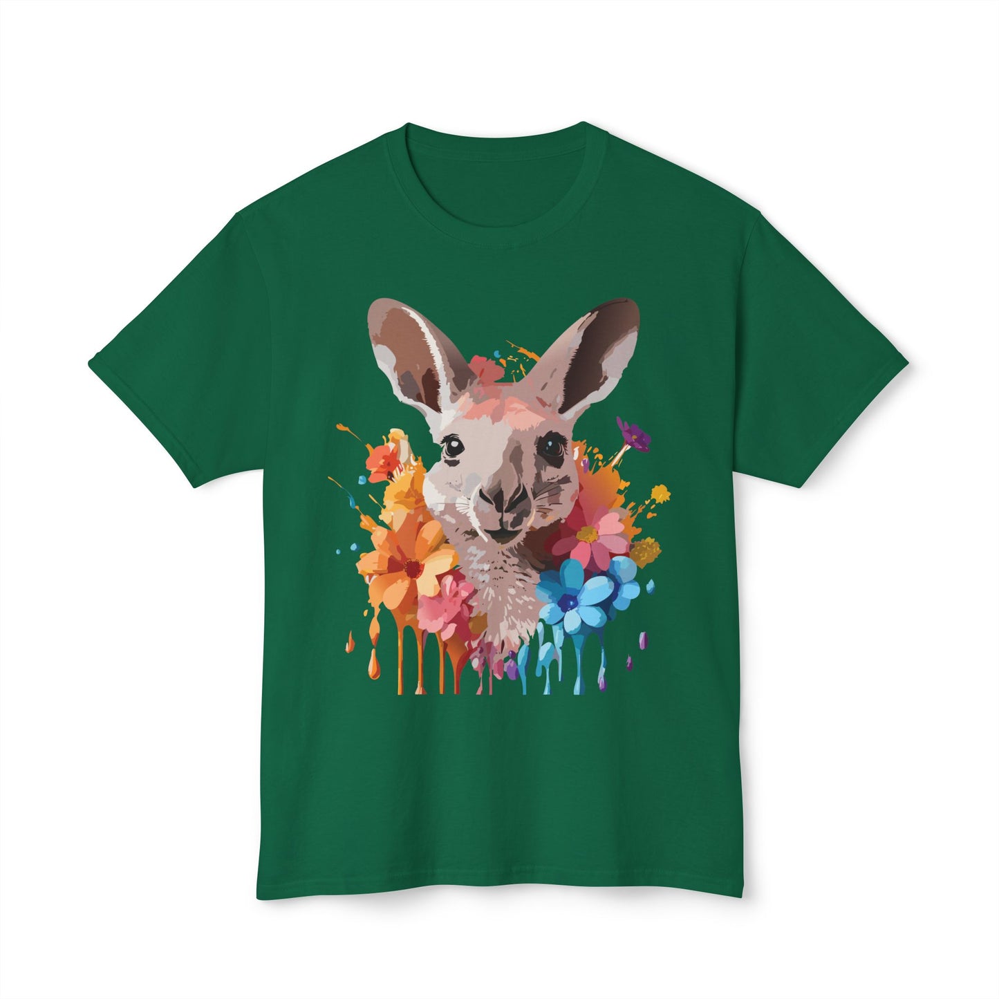 Kangaroo T-Shirt, Vintage Kangaroo Tee, Floral Tees, Kangaroo Art Design Shirt, Tee Shirt with Kangaroo 1