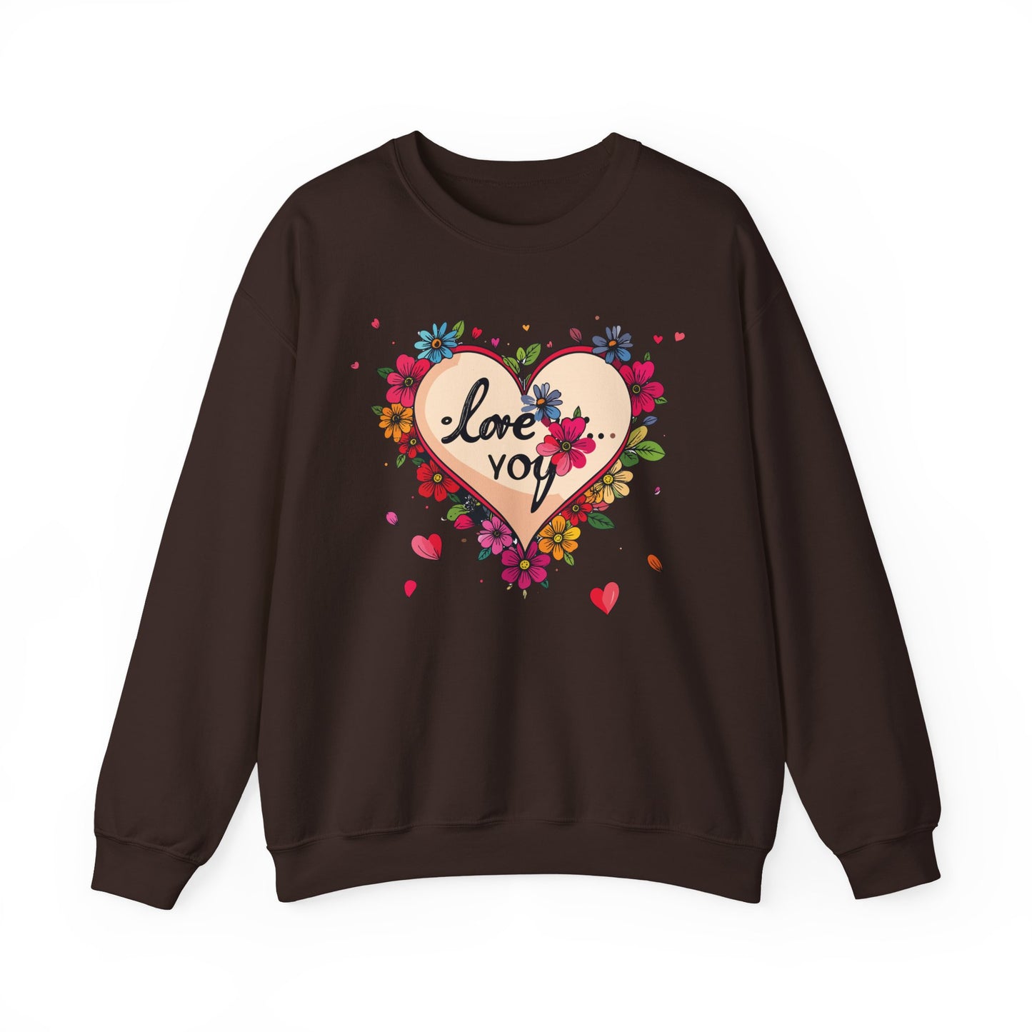 Floral Heart Love Sweatshirt Floral Heart Valentines Day Unisex Crewneck Fifty Fifty Cotton Polyester