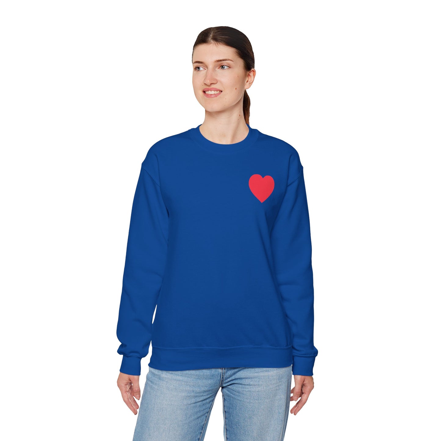 Small Red Heart Sweatshirt Unisex Love Design Gildan 18000 Heavy Blend Crewneck Valentines Day