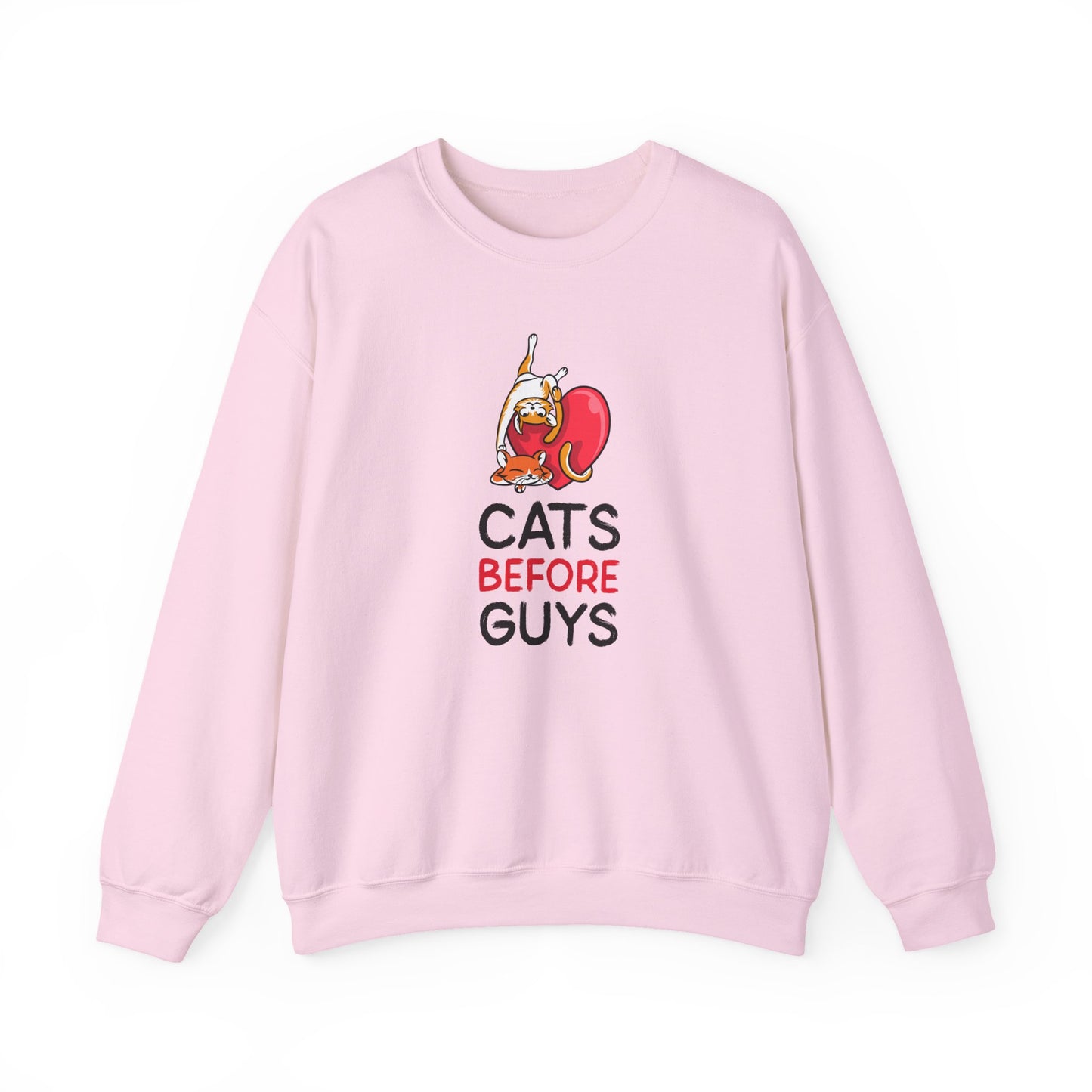 Cat Heart Sweatshirt Unisex Valentines Day 50 50 Cotton Poly Heavy Blend Crewneck Sweatshirt