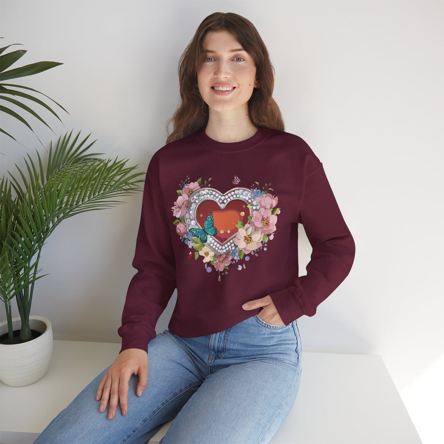 Floral Heart Sweatshirt, Floral Love Sweatshirt, Valentine's Day Sweatshirt, Heart Floral Sweatshirt