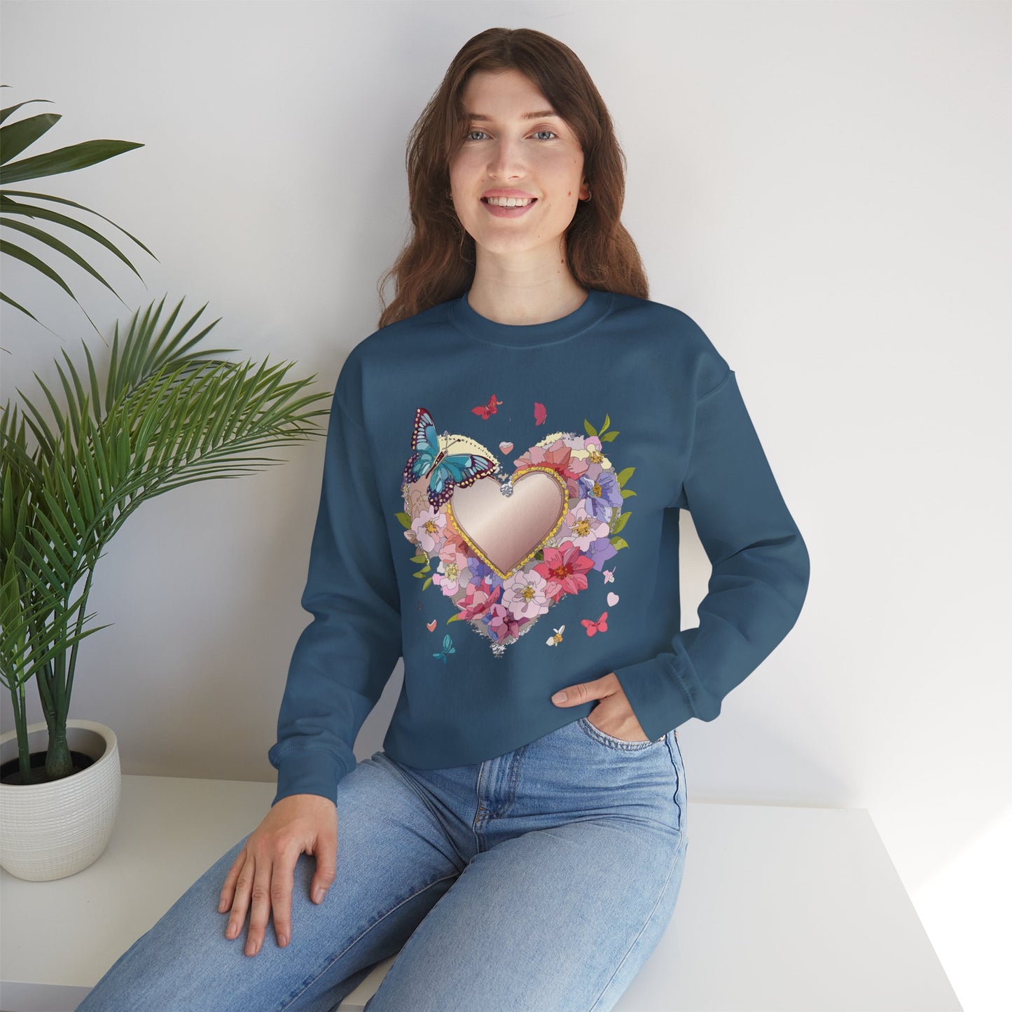 Floral Heart Sweatshirt, Floral Love Sweatshirt, Valentine's Day Sweatshirt, Heart Floral Sweatshirt