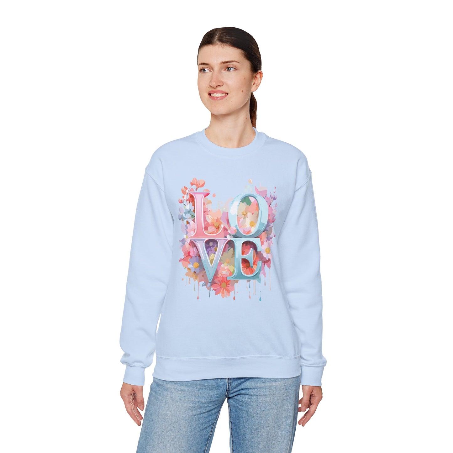 Floral Love Sweatshirt, Valentine's Day Sweatshirt, Love Flower Sweatshirt