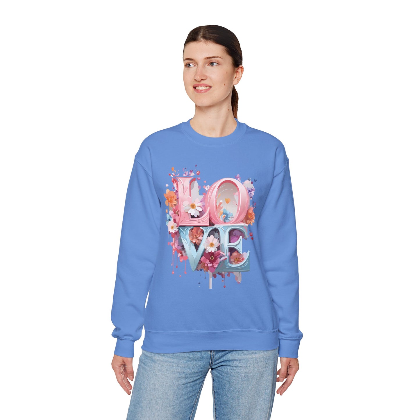 Floral Love Sweatshirt, Valentine's Day Sweatshirt, Love Flower Sweatshirt