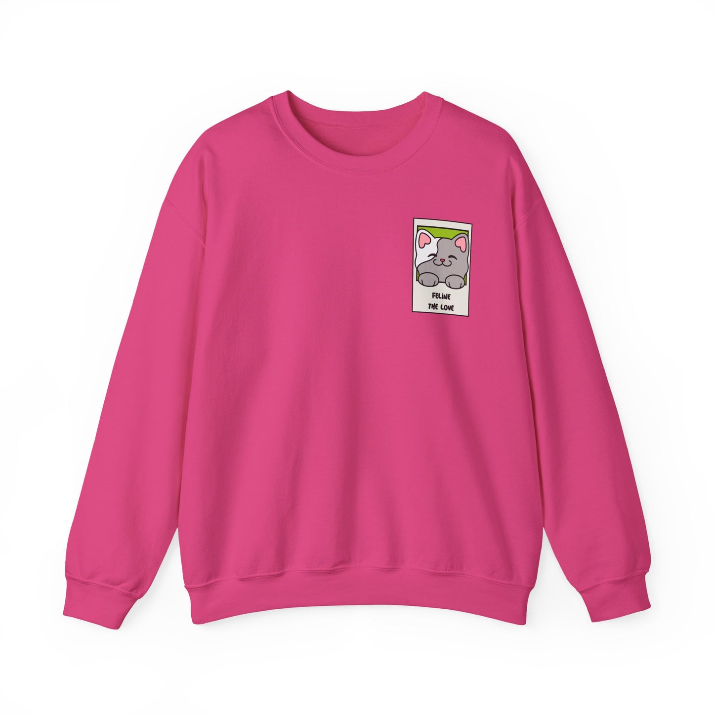 Pocket Cat Sweatshirt Unisex Cat Heart Sweatshirt Valentines Day Gift 50 Percent Cotton Poly Blend