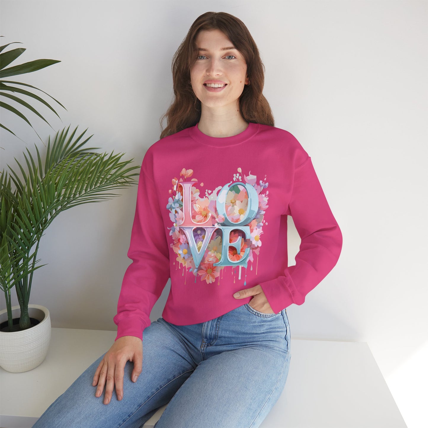Floral Love Sweatshirt, Valentine's Day Sweatshirt, Love Flower Sweatshirt