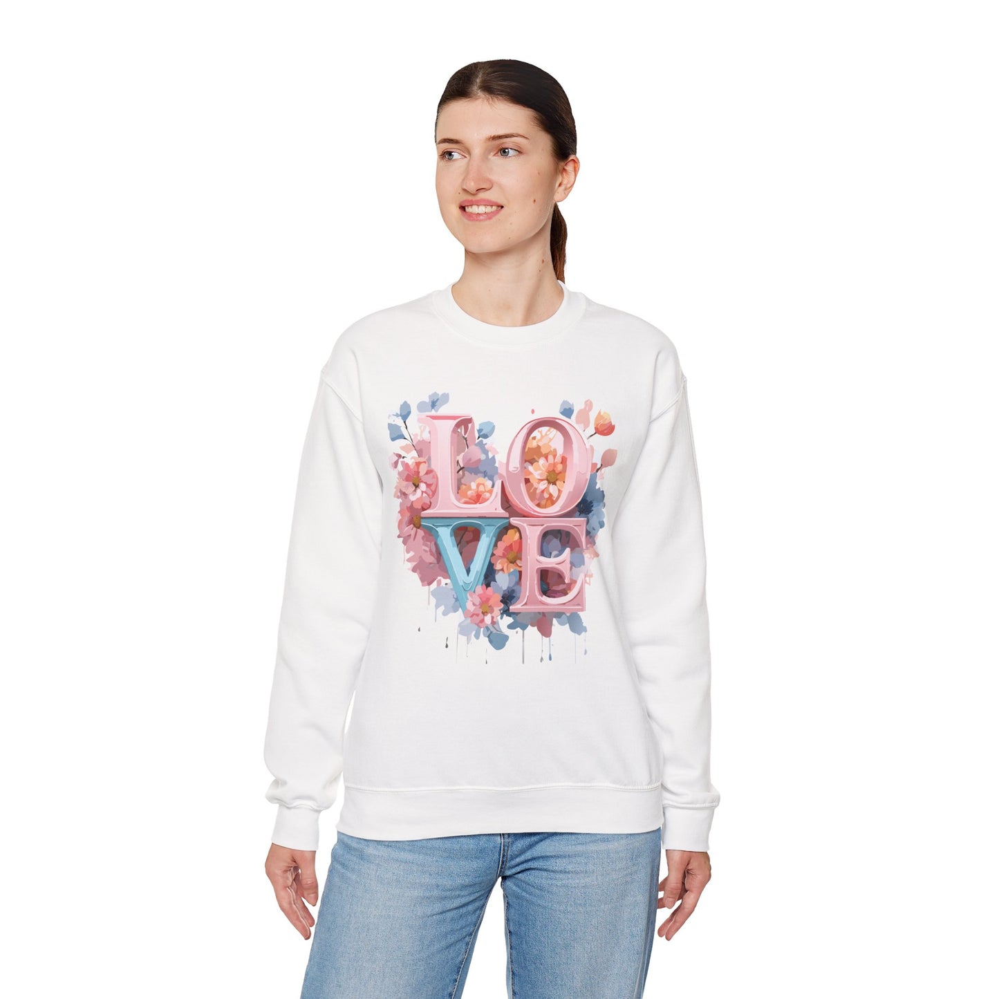 Floral Love Sweatshirt, Valentine's Day Sweatshirt, Love Flower Sweatshirt