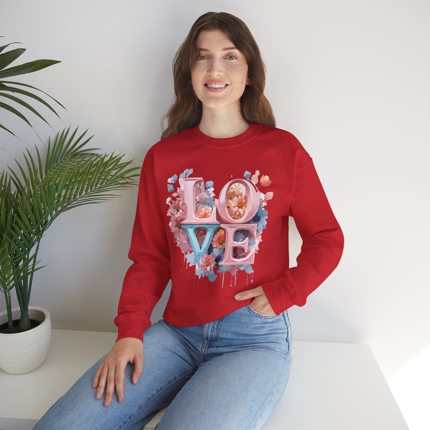 Floral Love Sweatshirt, Valentine's Day Sweatshirt, Love Flower Sweatshirt
