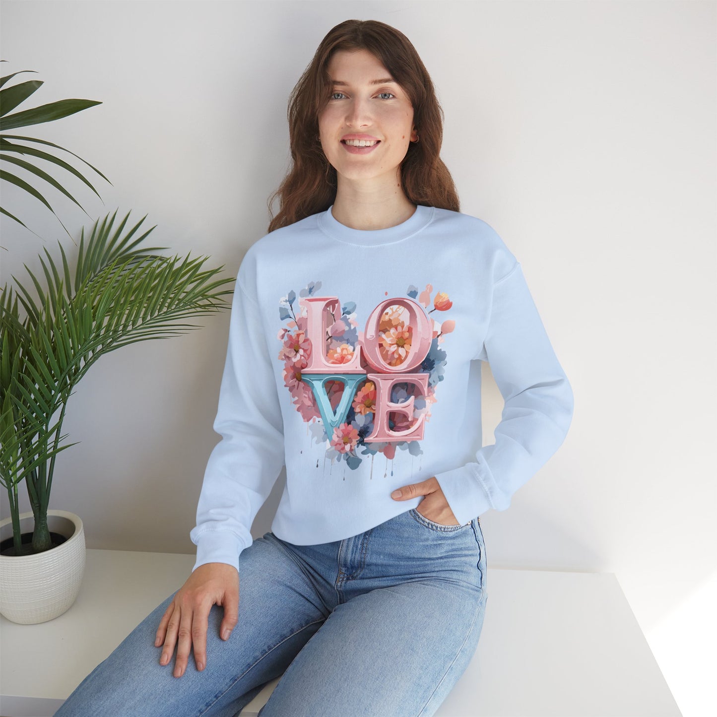 Floral Love Sweatshirt, Valentine's Day Sweatshirt, Love Flower Sweatshirt