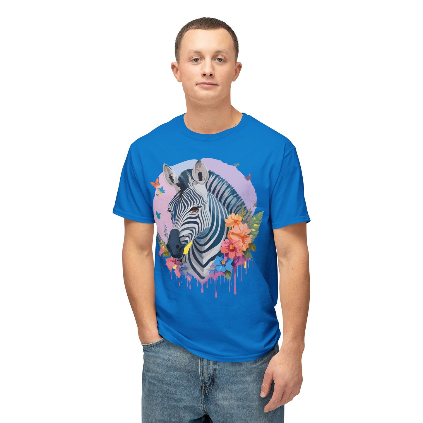 Zebra T-Shirt, Vintage Zebra Tee, Floral Tees, Zebra Art Design Shirt, Tee Shirt with Zebra 3