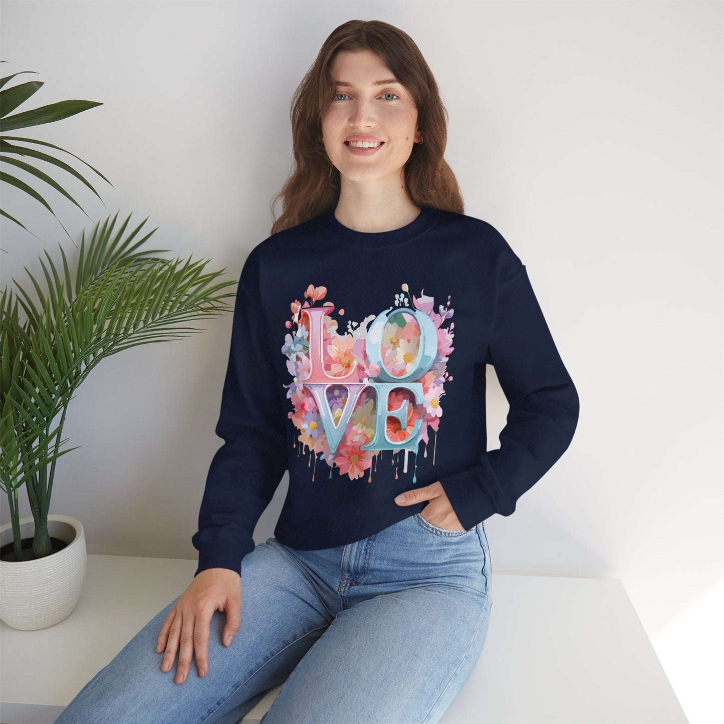 Floral Love Sweatshirt, Valentine's Day Sweatshirt, Love Flower Sweatshirt