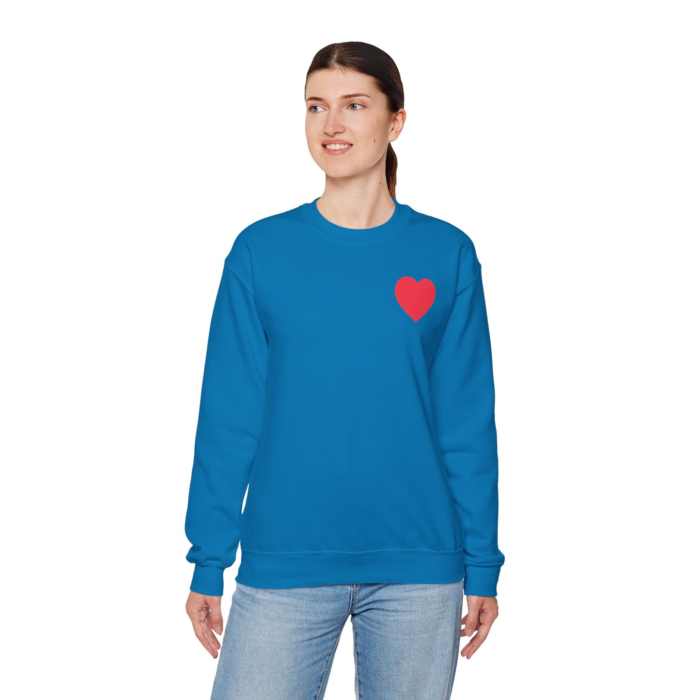 Small Red Heart Sweatshirt Unisex Love Design Gildan 18000 Heavy Blend Crewneck Valentines Day