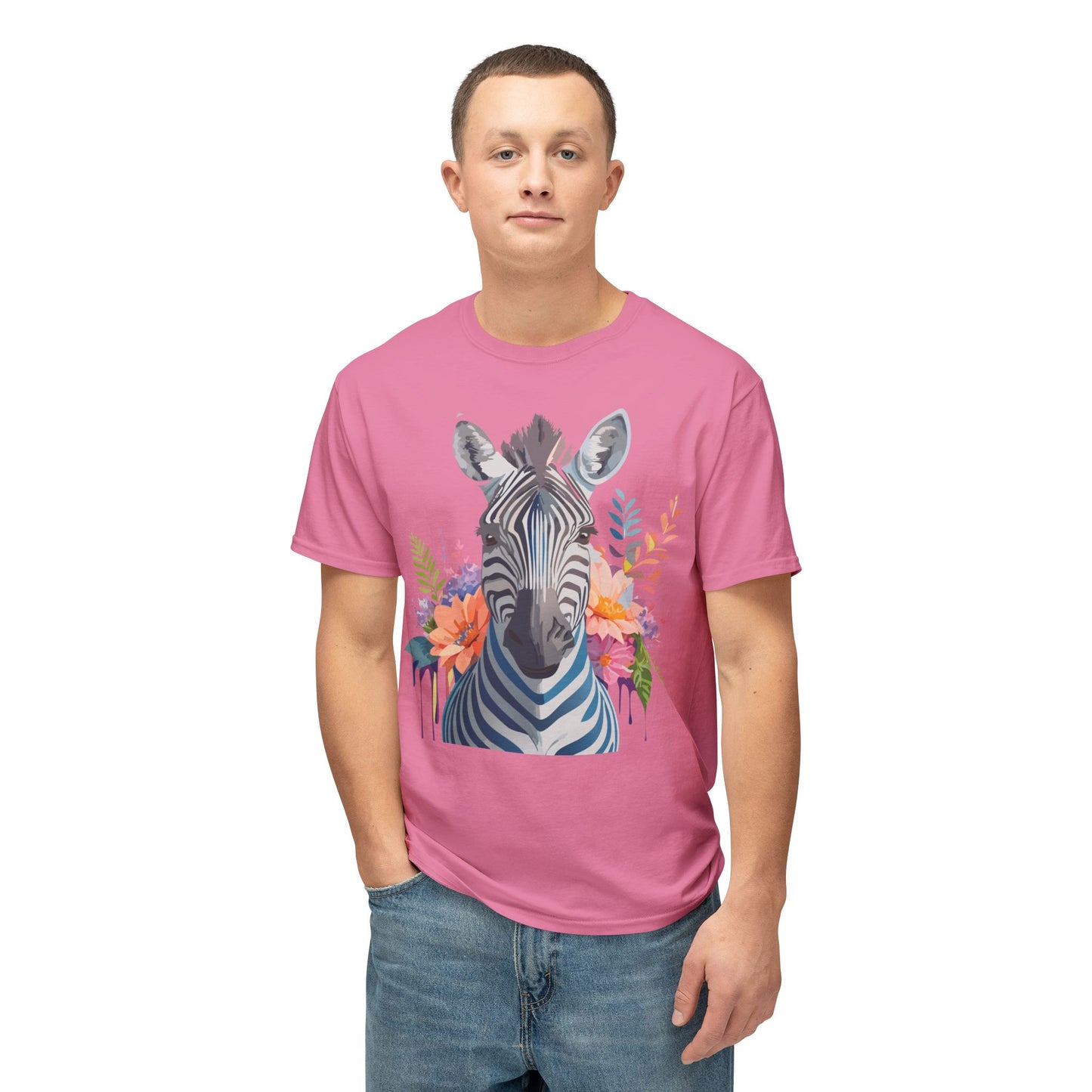 Zebra T-Shirt, Vintage Zebra Tee, Floral Tees, Zebra Art Design Shirt, Tee Shirt with Zebra 5