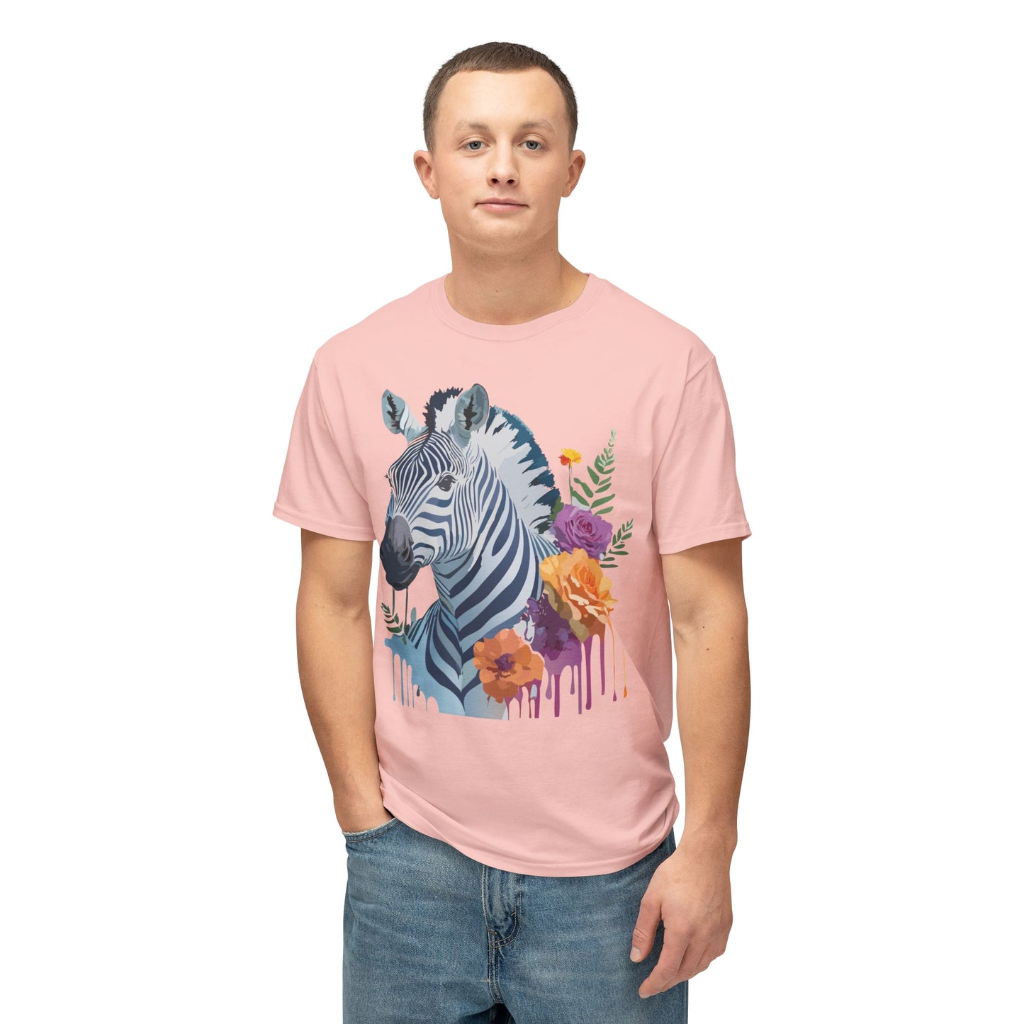 Zebra T-Shirt, Vintage Zebra Tee, Floral Tees, Zebra Art Design Shirt, Tee Shirt with Zebra 2