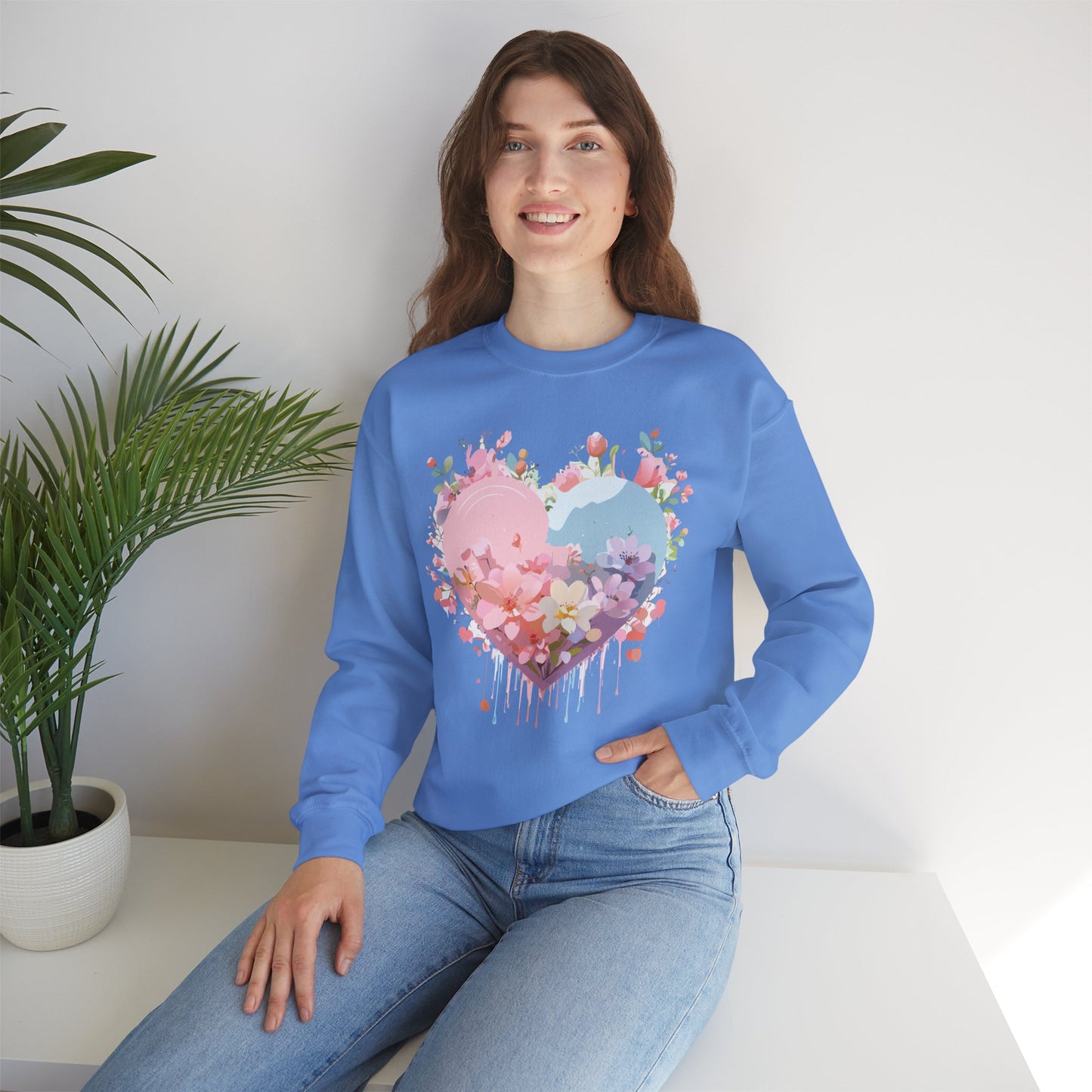 Floral Heart Sweatshirt, Floral Love Sweatshirt, Valentine's Day Sweatshirt, Heart Floral Sweatshirt