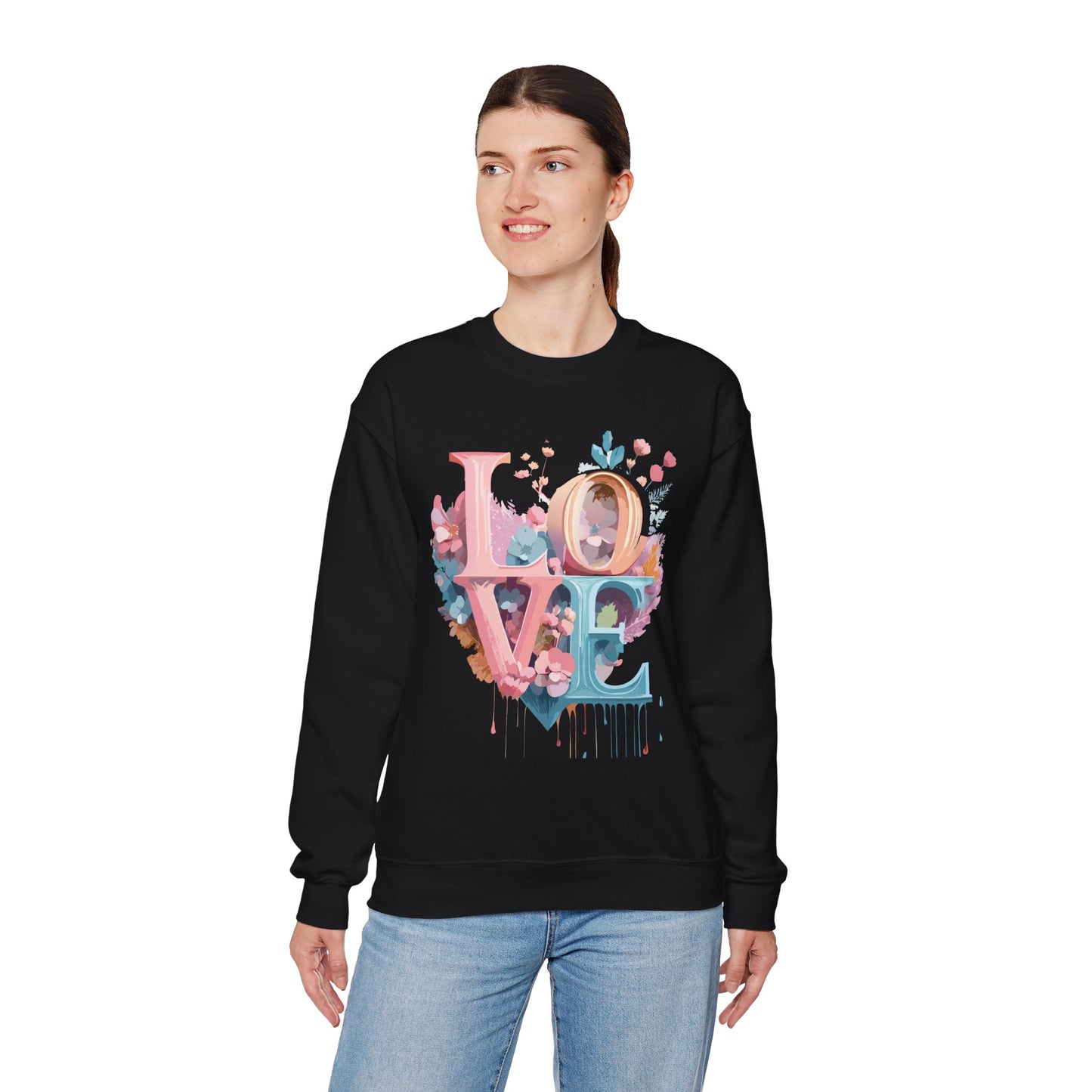 Floral Love Sweatshirt, Valentine's Day Sweatshirt, Love Flower Sweatshirt