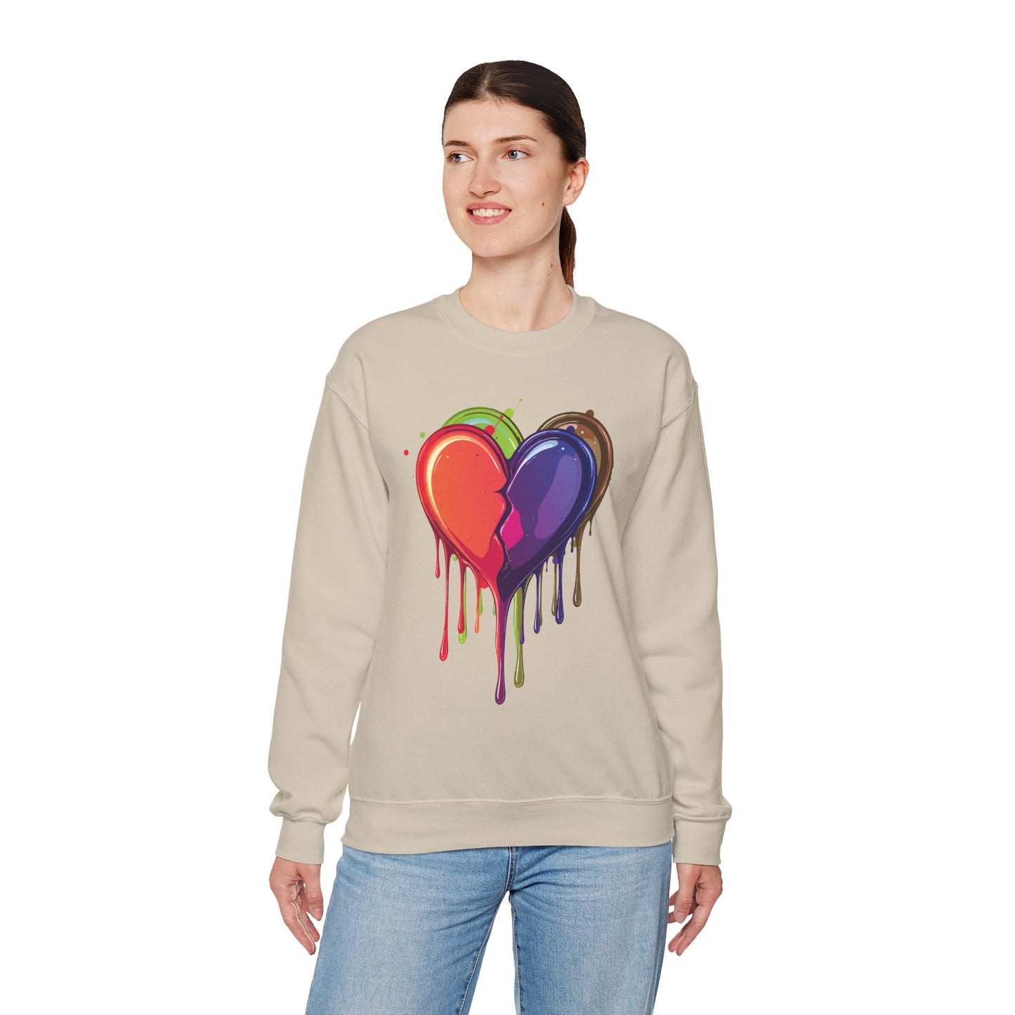 Double Bleeding Heart Sweatshirt, Big Heart Sweatshirt, Love Sweatshirt, Valentine's Day Sweatshirt, Heart Sweatshirt 119