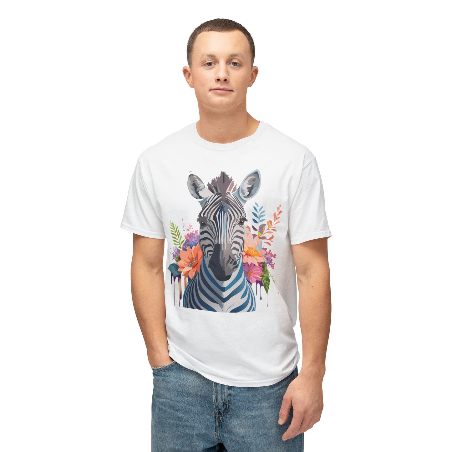 Zebra T-Shirt, Vintage Zebra Tee, Floral Tees, Zebra Art Design Shirt, Tee Shirt with Zebra 5