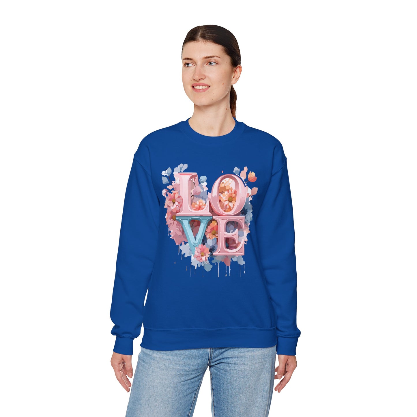 Floral Love Sweatshirt, Valentine's Day Sweatshirt, Love Flower Sweatshirt