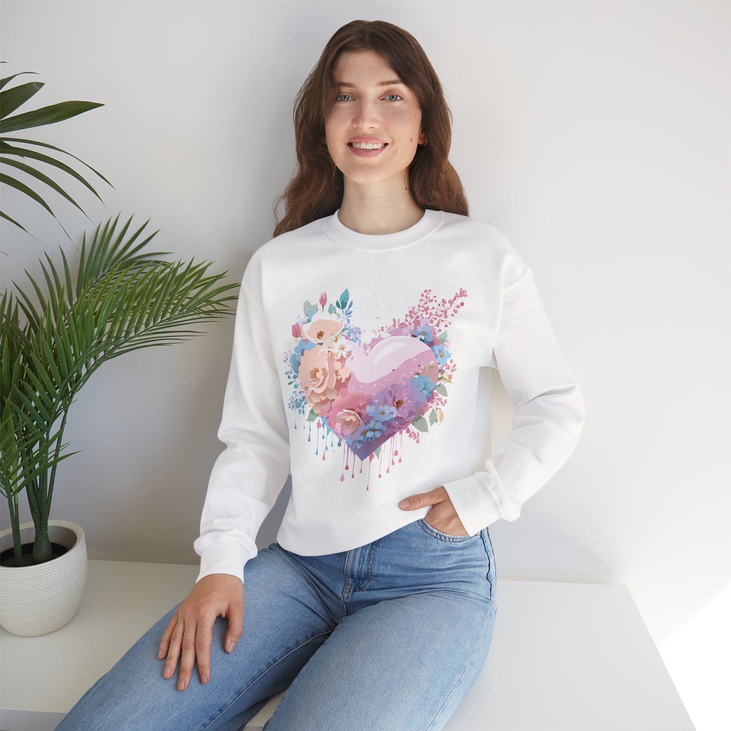Floral Heart Sweatshirt, Floral Love Sweatshirt, Valentine's Day Sweatshirt, Heart Floral Sweatshirt
