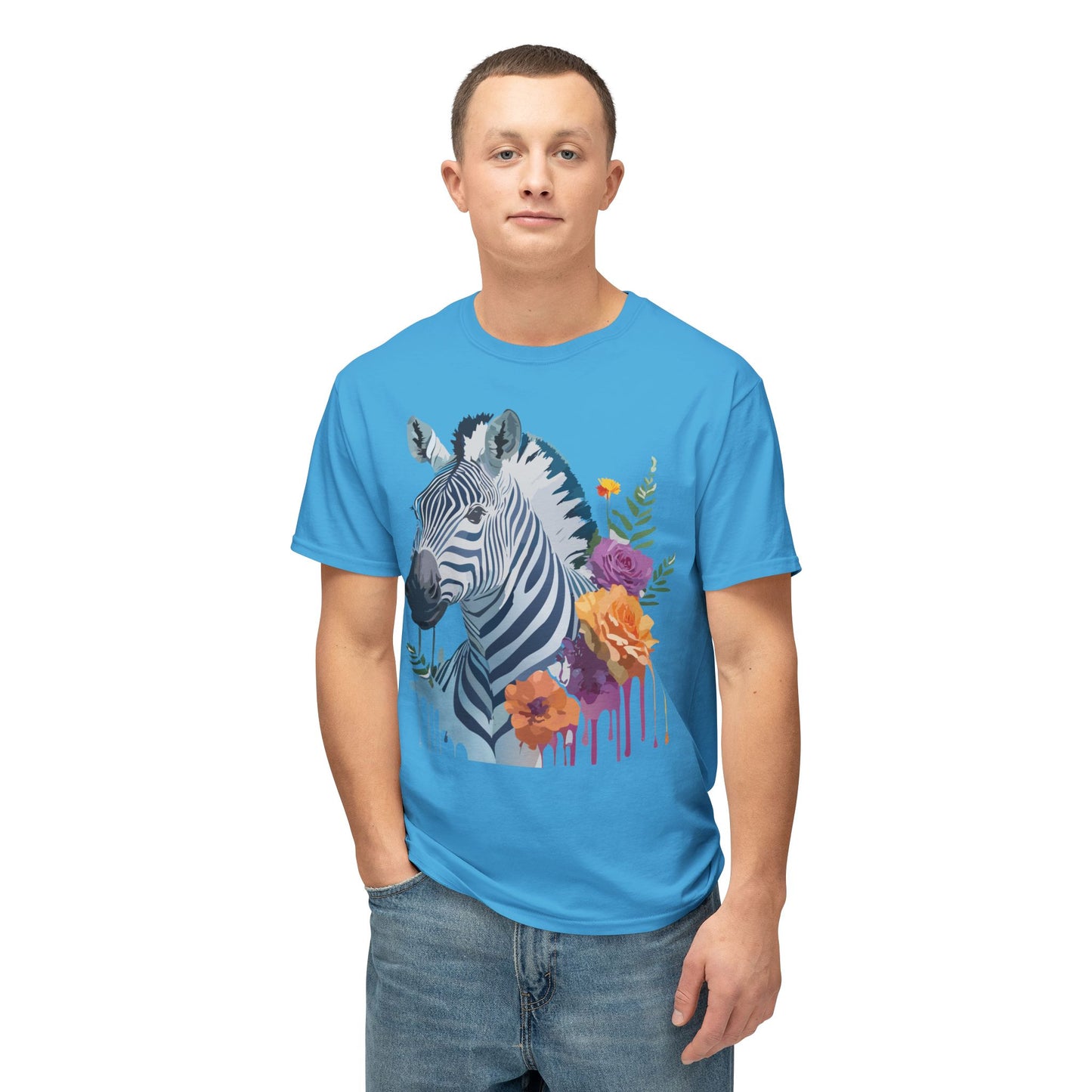 Zebra T-Shirt, Vintage Zebra Tee, Floral Tees, Zebra Art Design Shirt, Tee Shirt with Zebra 2