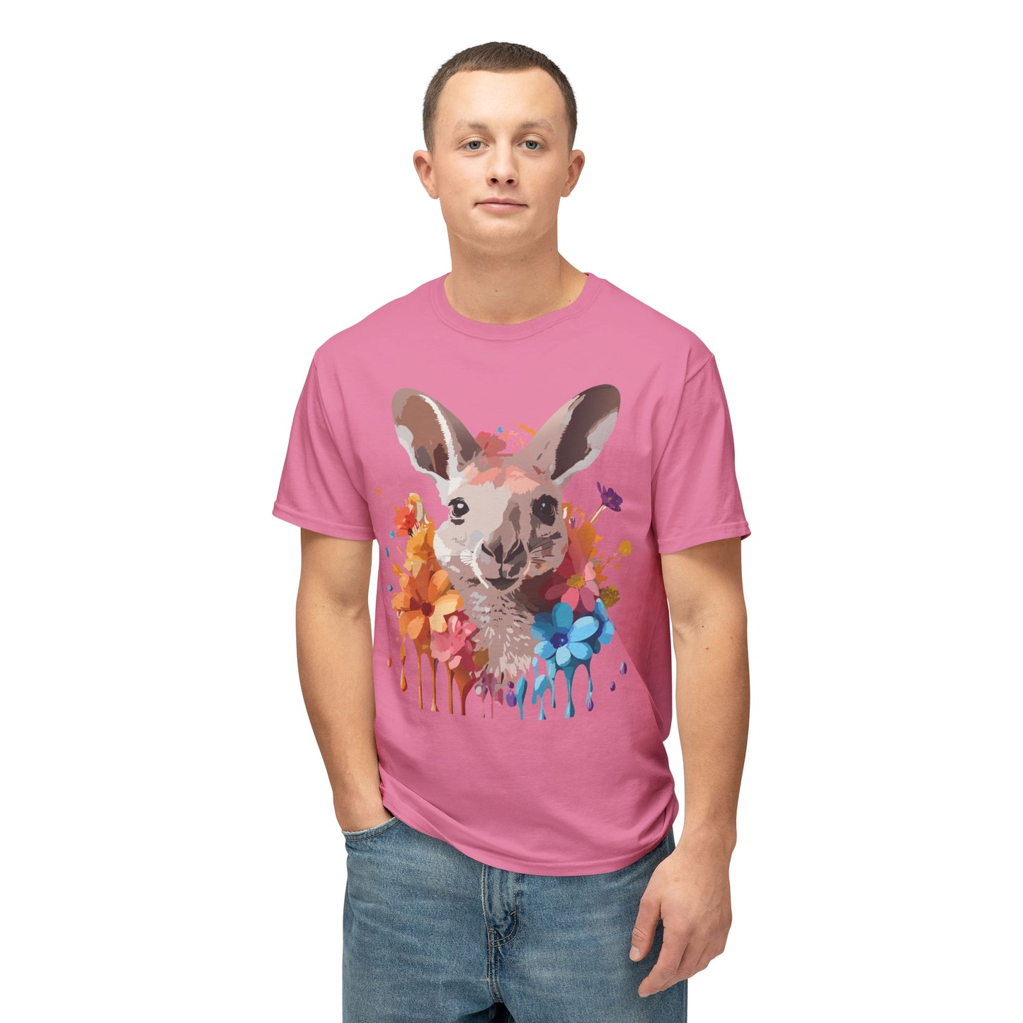 Kangaroo T-Shirt, Vintage Kangaroo Tee, Floral Tees, Kangaroo Art Design Shirt, Tee Shirt with Kangaroo 1