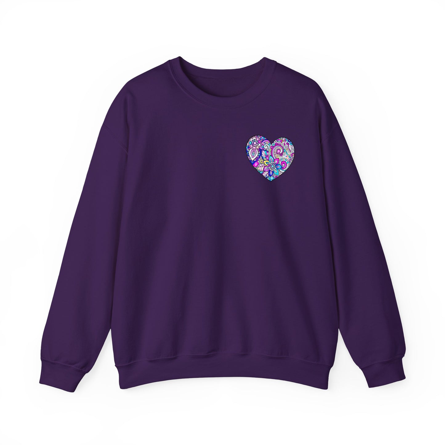 Floral Heart Sweatshirt Valentines Day Unisex Crewneck Gildan 18000 Heavy Blend Cotton Polyester