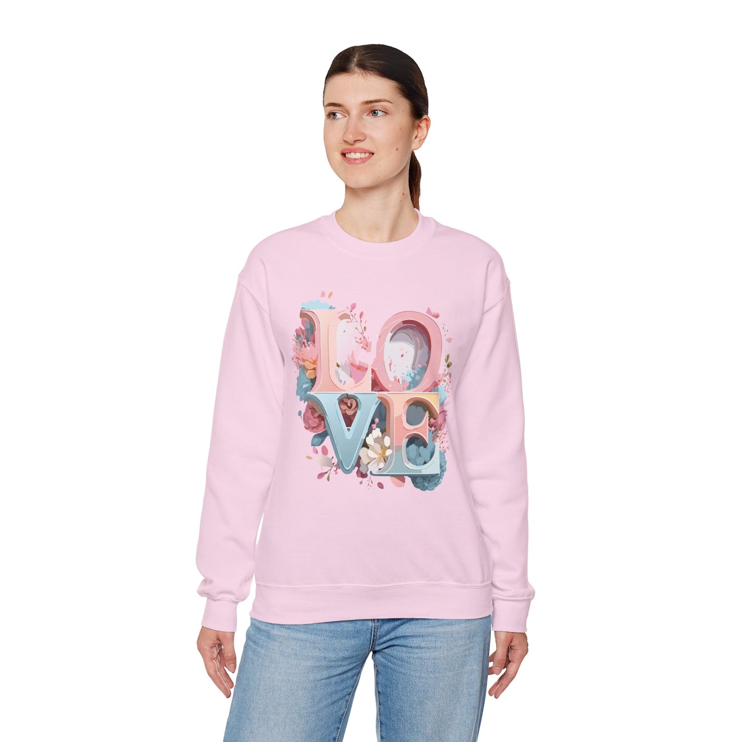 Floral Love Sweatshirt, Valentine's Day Sweatshirt, Love Flower Sweatshirt