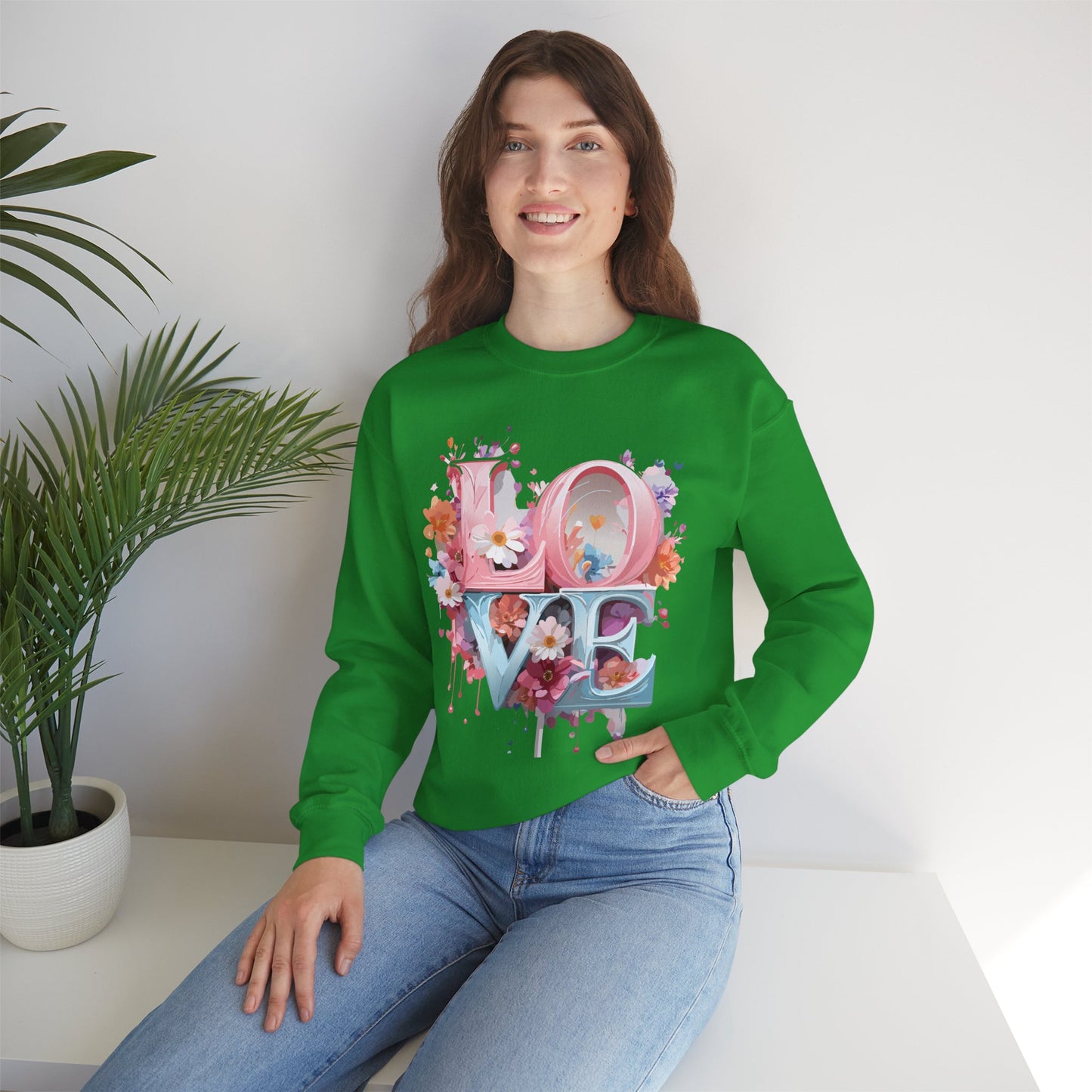Floral Love Sweatshirt, Valentine's Day Sweatshirt, Love Flower Sweatshirt