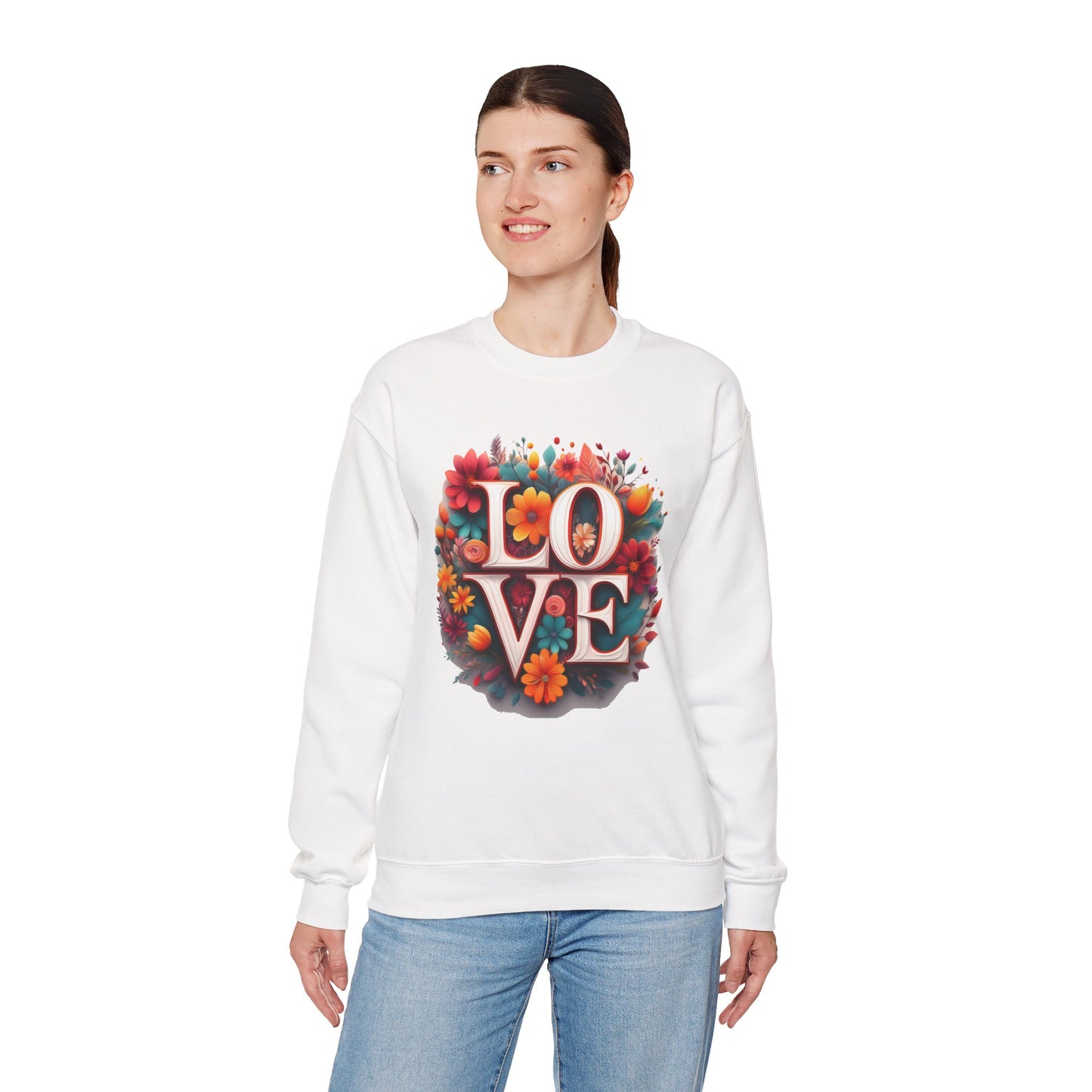 Floral Love Sweatshirt, Valentine's Day Sweatshirt, Love Flower Sweatshirt