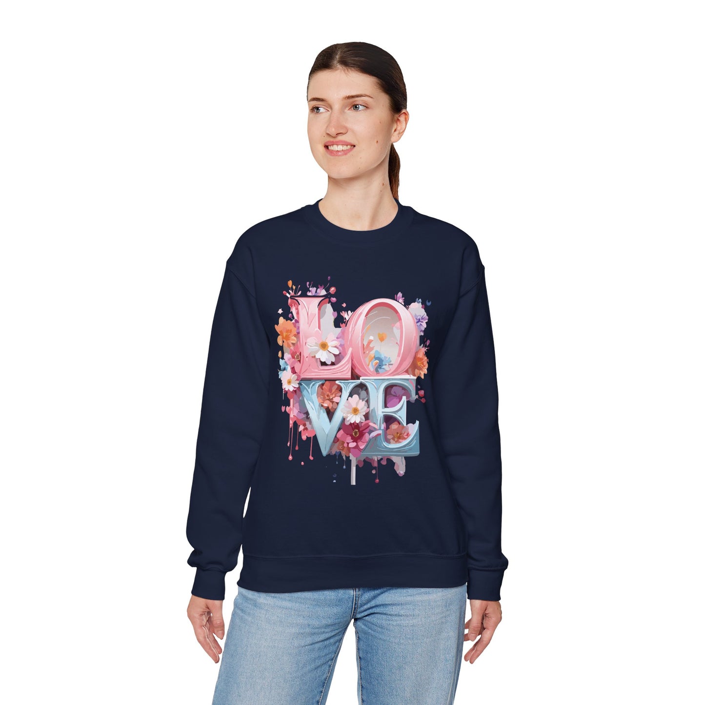 Floral Love Sweatshirt, Valentine's Day Sweatshirt, Love Flower Sweatshirt