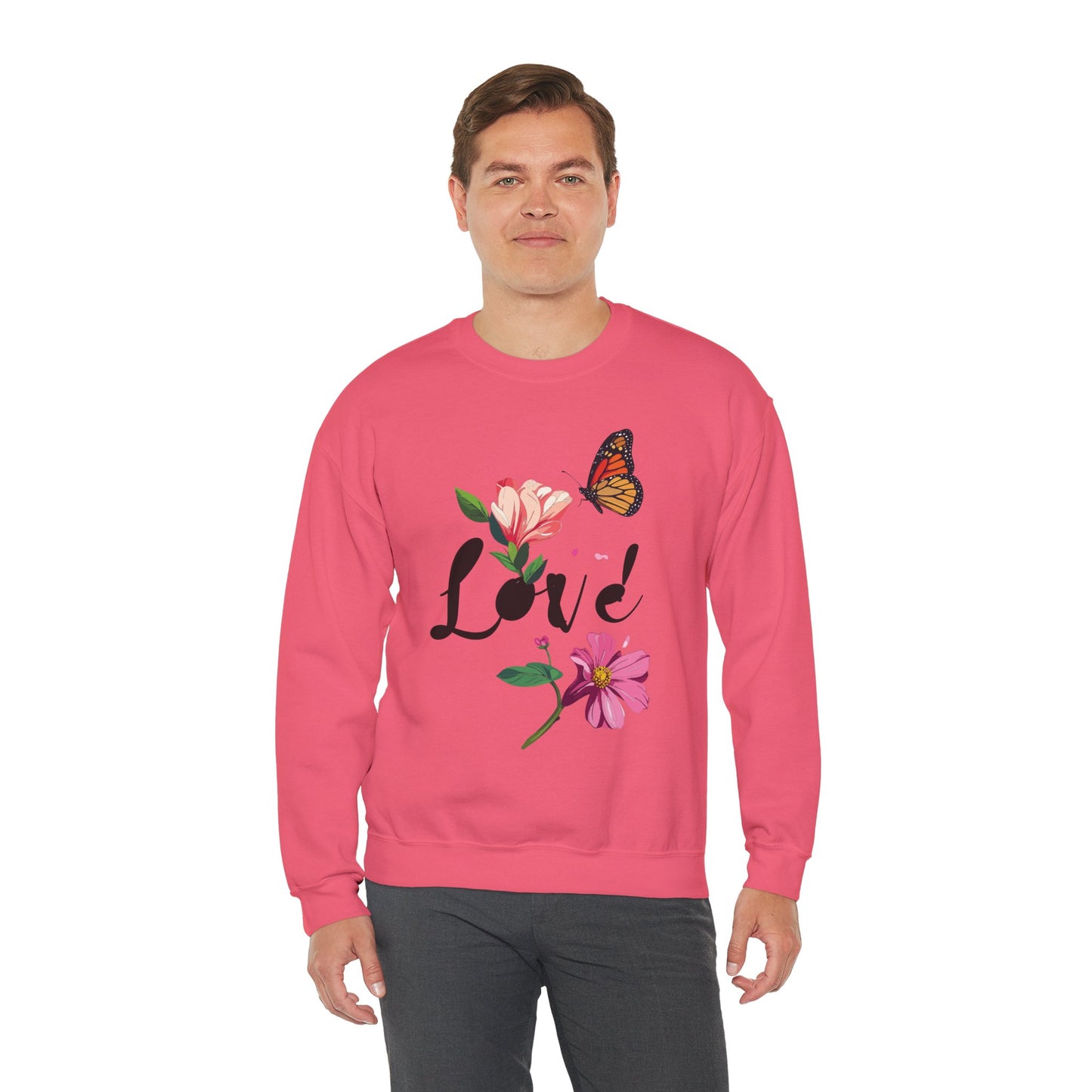 Floral Love Sweatshirt, Floral Butterfly Sweatshirt, Love Sweatshirt, Valentine's Day Sweatshirt, Floral Sweatshirt 120