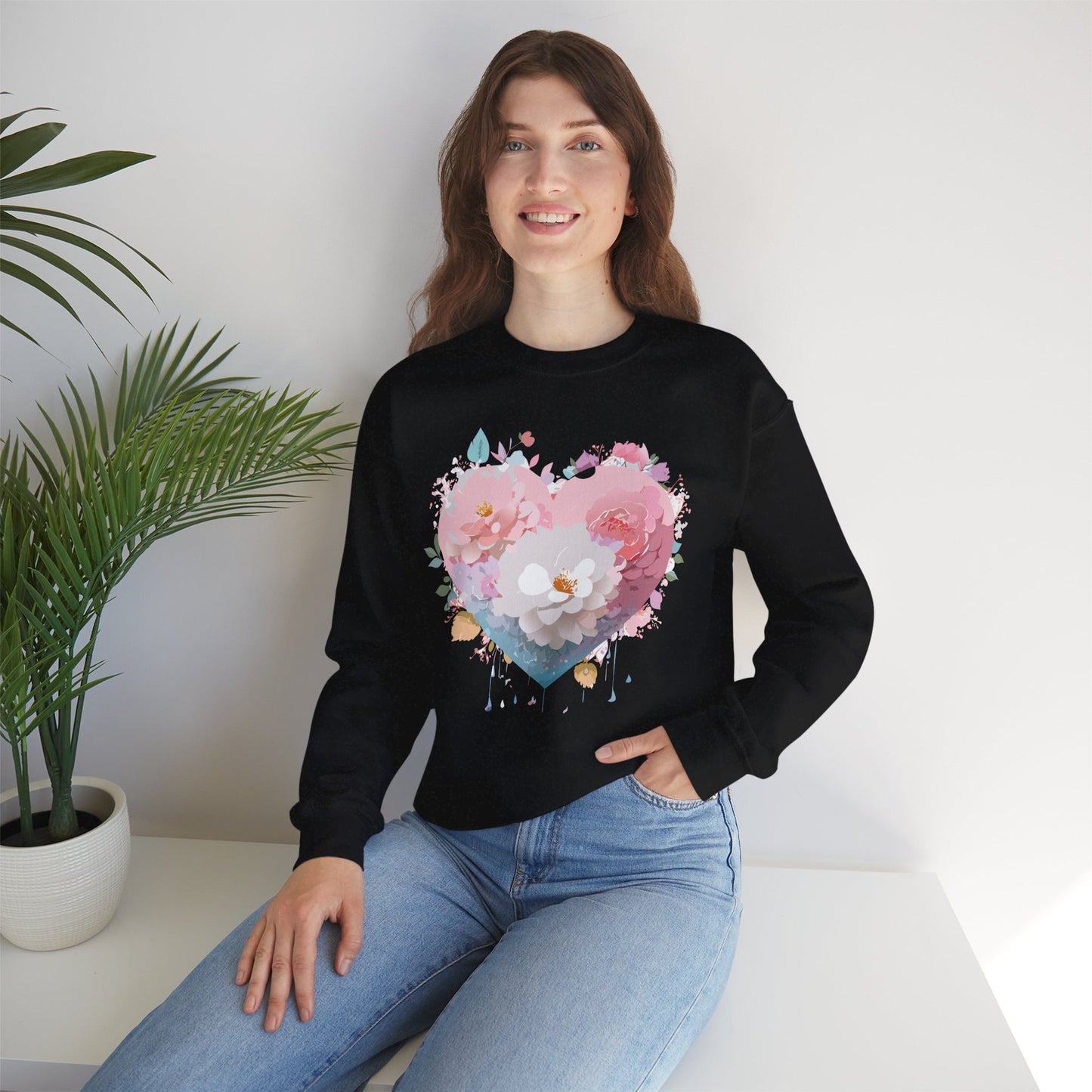 Floral Heart Sweatshirt, Floral Love Sweatshirt, Valentine's Day Sweatshirt, Heart Floral Sweatshirt