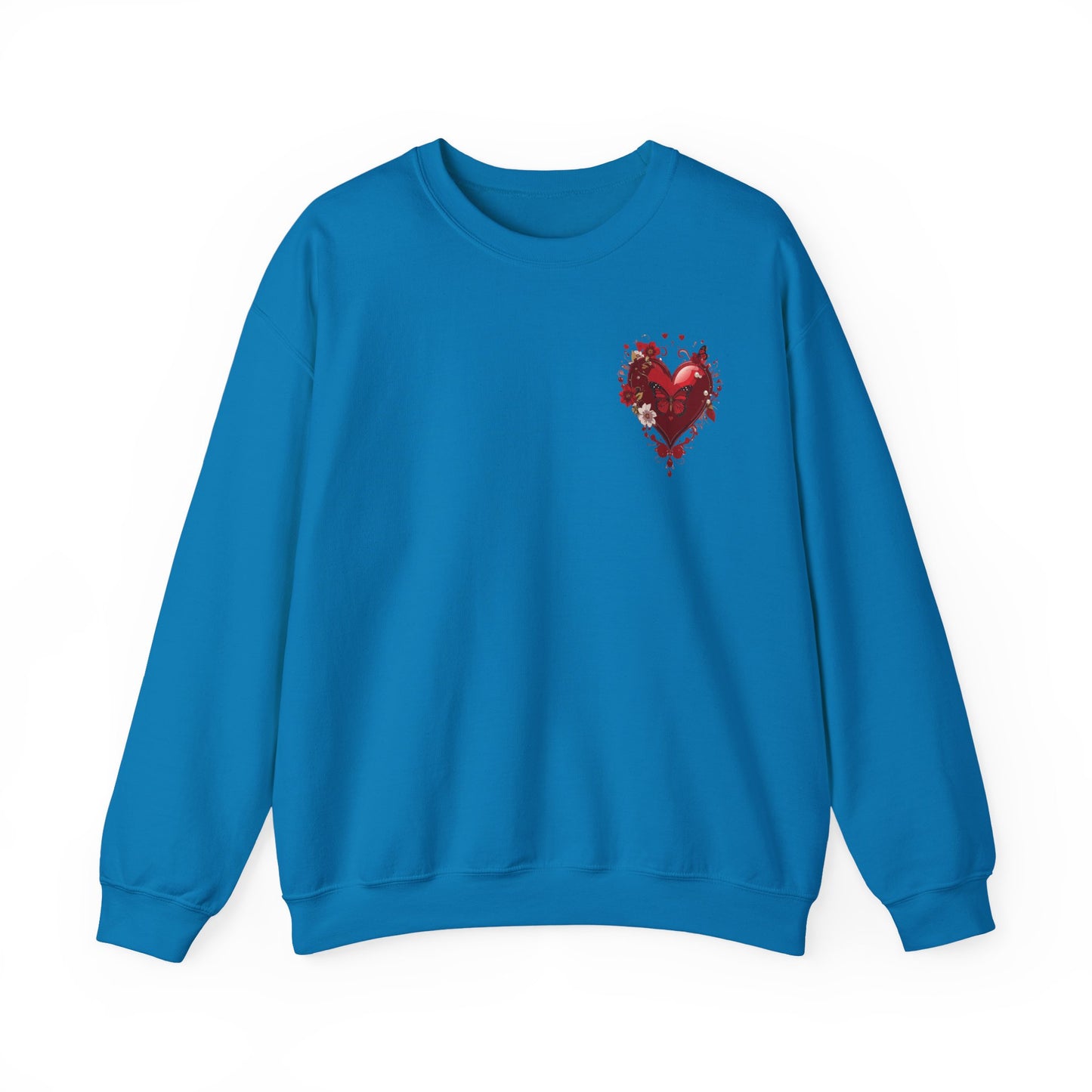 Floral Red Heart Sweatshirt Unisex Valentines Day Love Print Cozy Heavy Blend Crewneck