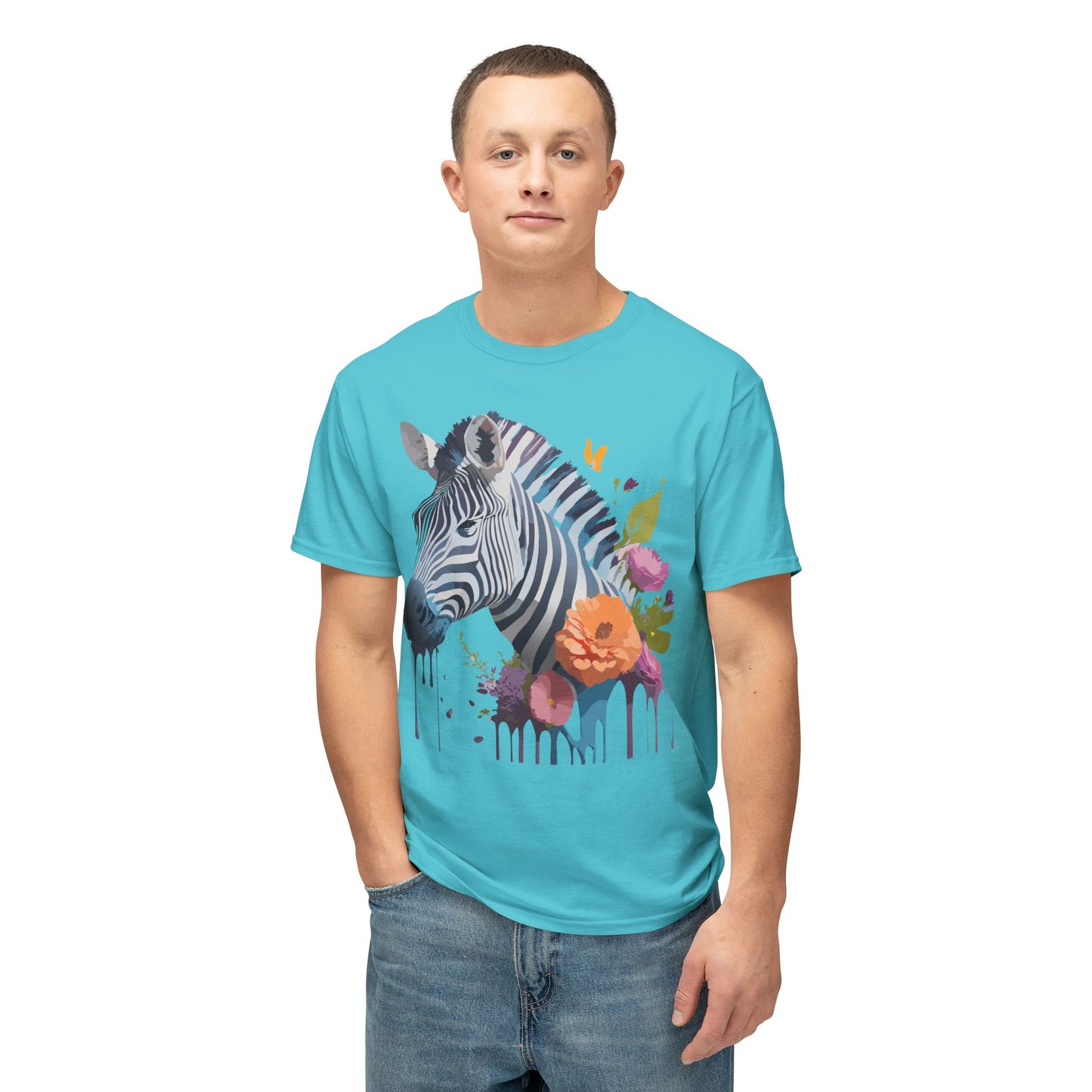 Zebra T-Shirt, Vintage Zebra Tee, Floral Tees, Zebra Art Design Shirt, Tee Shirt with Zebra 9