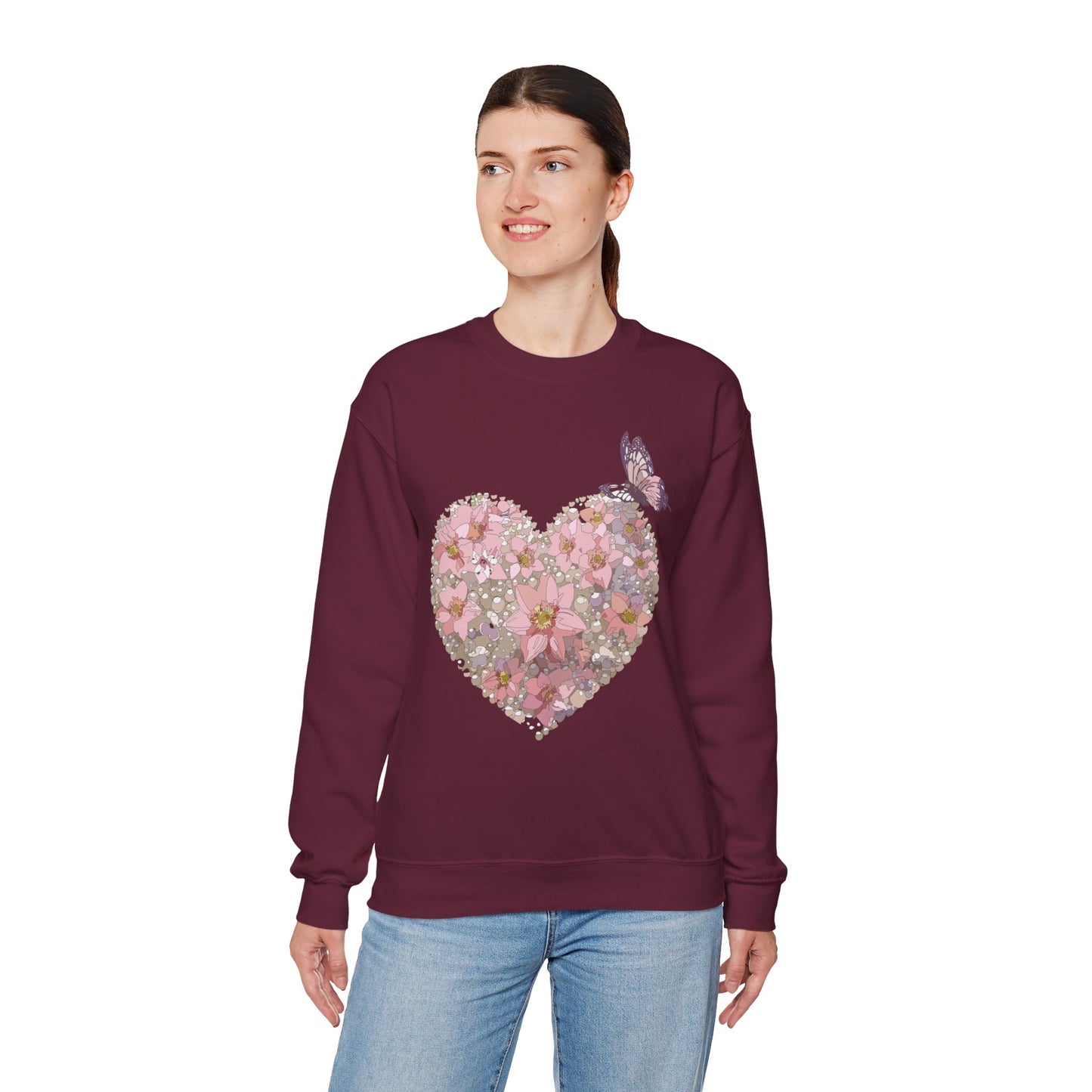 Floral Heart Sweatshirt, Floral Love Sweatshirt, Valentine's Day Sweatshirt, Heart Floral Sweatshirt