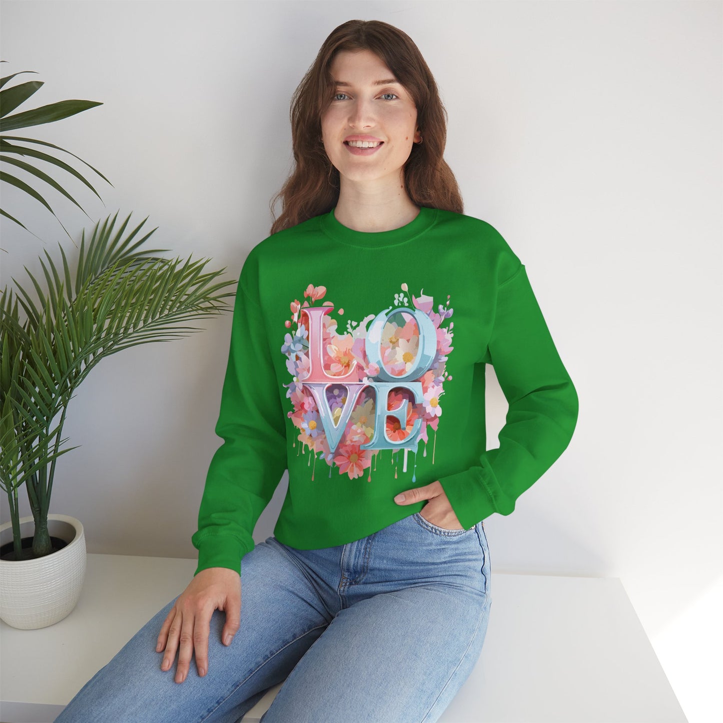 Floral Love Sweatshirt, Valentine's Day Sweatshirt, Love Flower Sweatshirt
