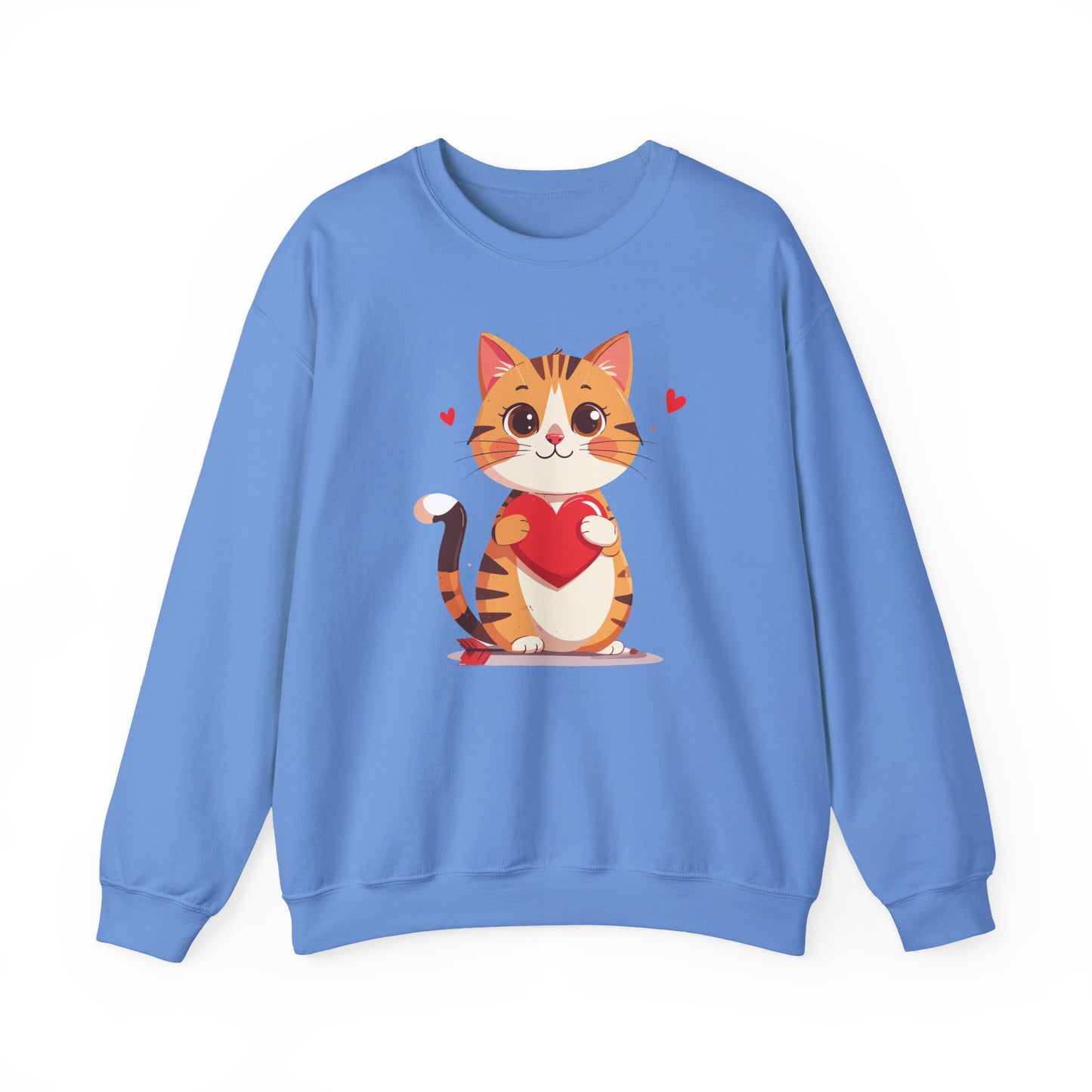 Cat Heart Sweatshirt, Heart Sweatshirt, Cat Sweatshirt, Valentine's Day Sweatshirt, 50/50 Cotton-Poly Animal Sweatshirt 103