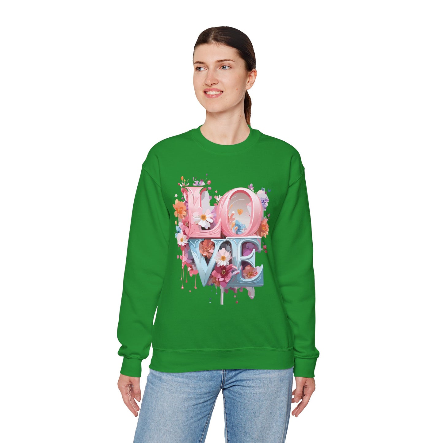 Floral Love Sweatshirt, Valentine's Day Sweatshirt, Love Flower Sweatshirt