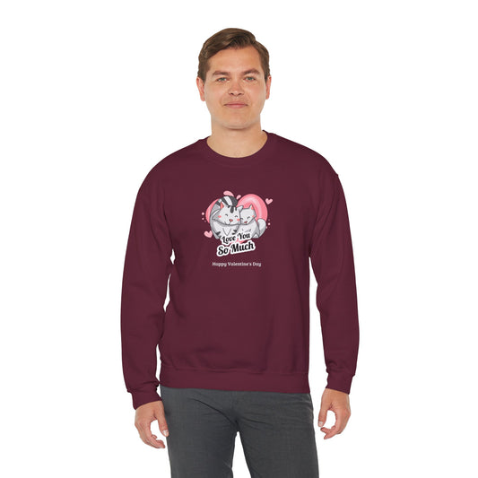Cat Heart Sweatshirt Valentines Day Unisex 50 50 Cotton Poly Crewneck Gildan 18000