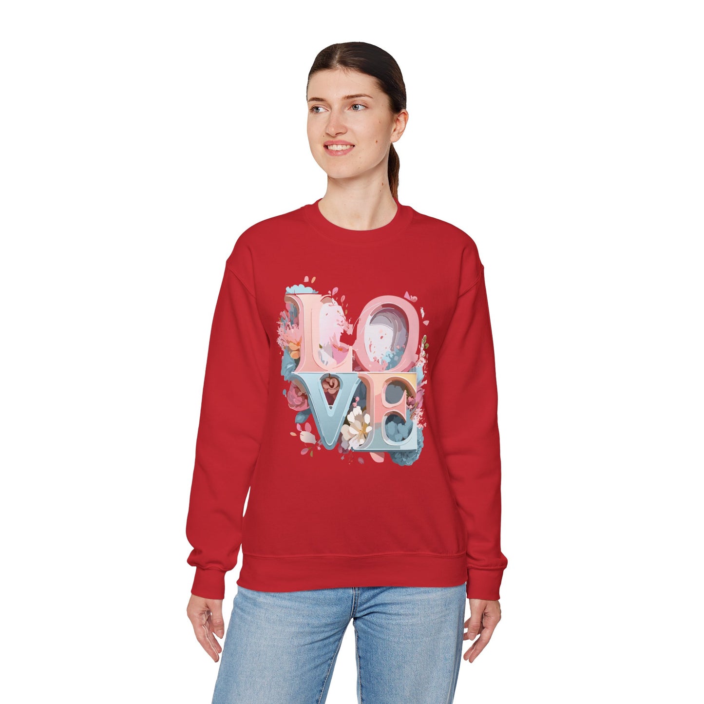 Floral Love Sweatshirt, Valentine's Day Sweatshirt, Love Flower Sweatshirt