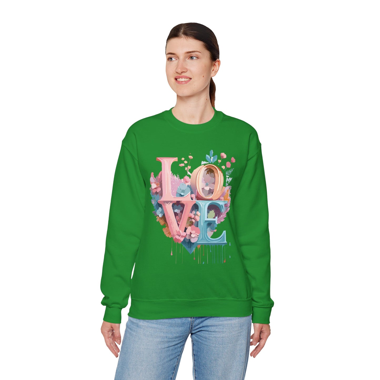 Floral Love Sweatshirt, Valentine's Day Sweatshirt, Love Flower Sweatshirt