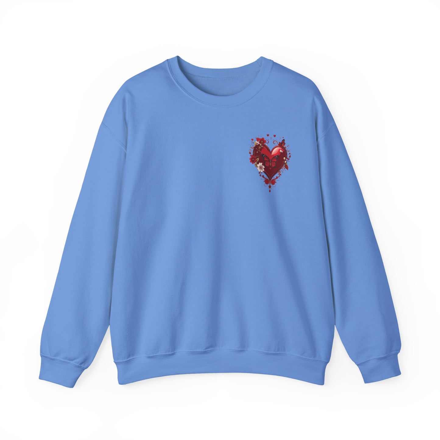 Floral Red Heart Sweatshirt Unisex Valentines Day Love Print Cozy Heavy Blend Crewneck
