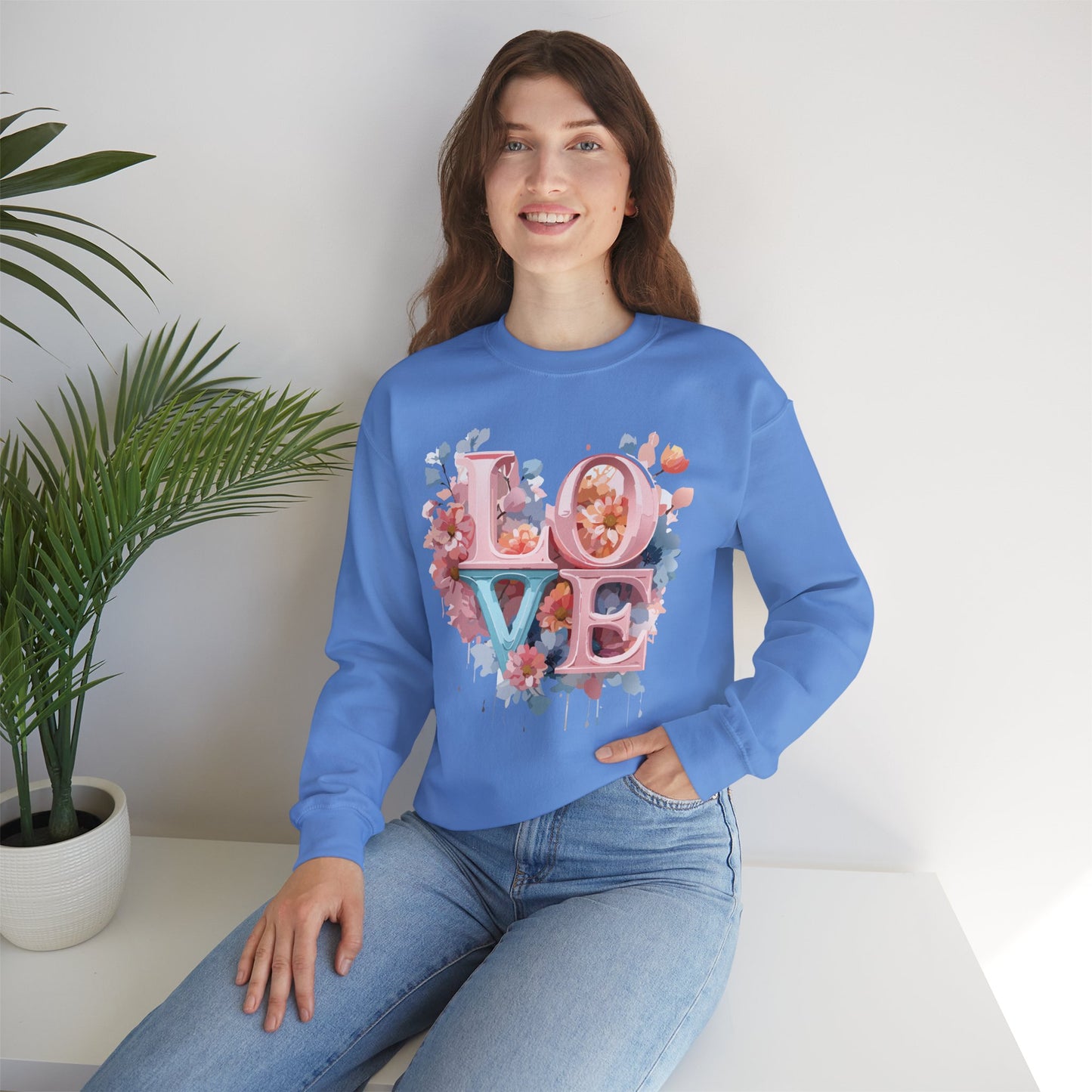 Floral Love Sweatshirt, Valentine's Day Sweatshirt, Love Flower Sweatshirt