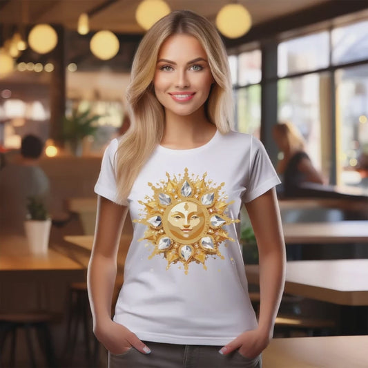 Sun Shirt, Shirt with Sun, Tee Shirt with Gold Sun