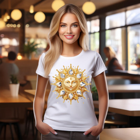 Sun Shirt, Shirt with Sun, Tee Shirt with Gold Sun
